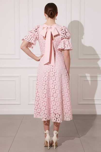 Column V Neck Lace Wedding Guest Dress