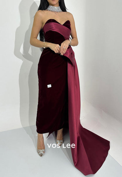Strapless Sweetheart Bowknot Mermaid Evening Dresses with Sweep Train