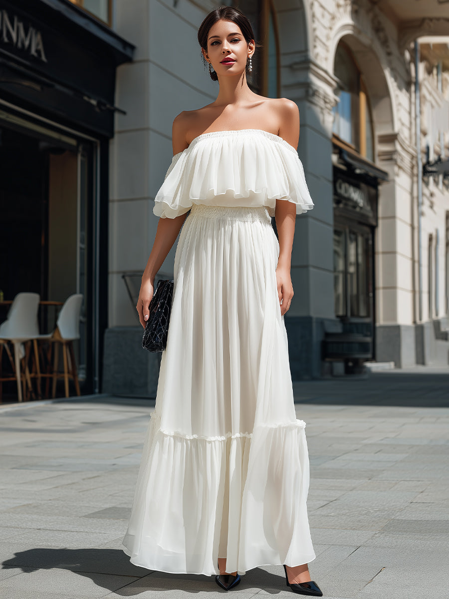 Off-Shoulder Ruffle Tiered Maxi Dress