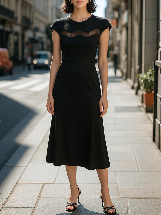 Refined Black Midi Dress Wedding Guest Dresses