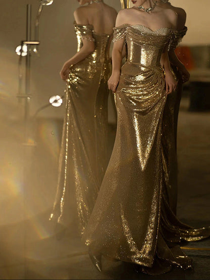 Sparkle Gold Sequin Evening Dress Prom Dresses Mermaid