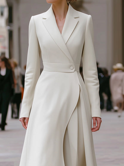 Ivory Longline Blazer Dress With Wrap Skirt