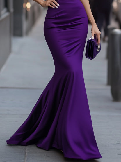 Elegant Off-Shoulder Purple Mermaid Evening Gown