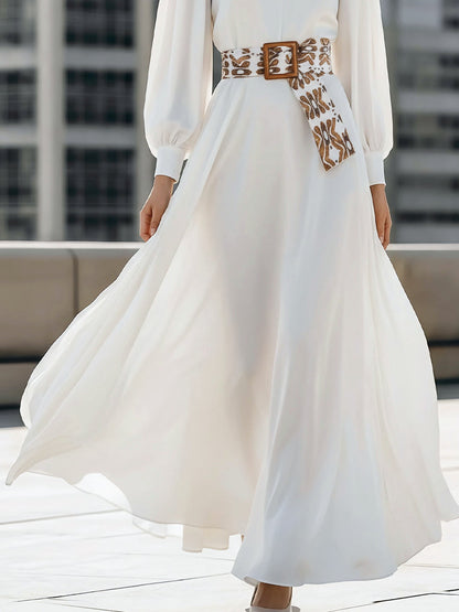Elegant Maxi Dress With Statement Belt