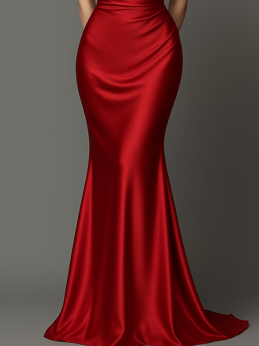 Cowl Neck Satin Mermaid Gown