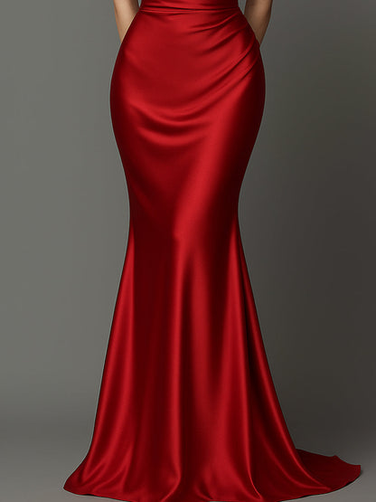Cowl Neck Satin Mermaid Gown