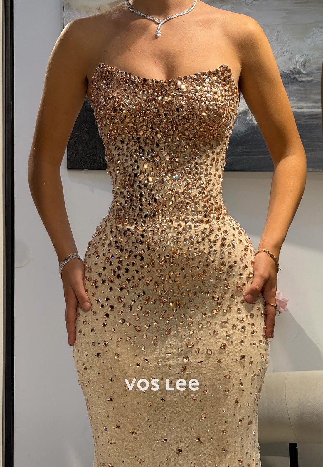 Sparkle & Shine Scoop Rhinestone Floor-Length Mermaid Prom Dresses