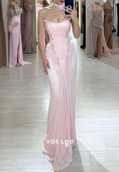 Sexy & Hot Strapless Scoop Beaded Pleated Floor-Length Mermaid Evening Dresses