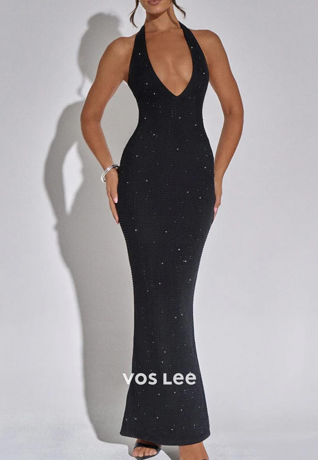 Sexy and Sleek Halter Backless Ankle-Length Long Pleated Mermaid Evening Dresses