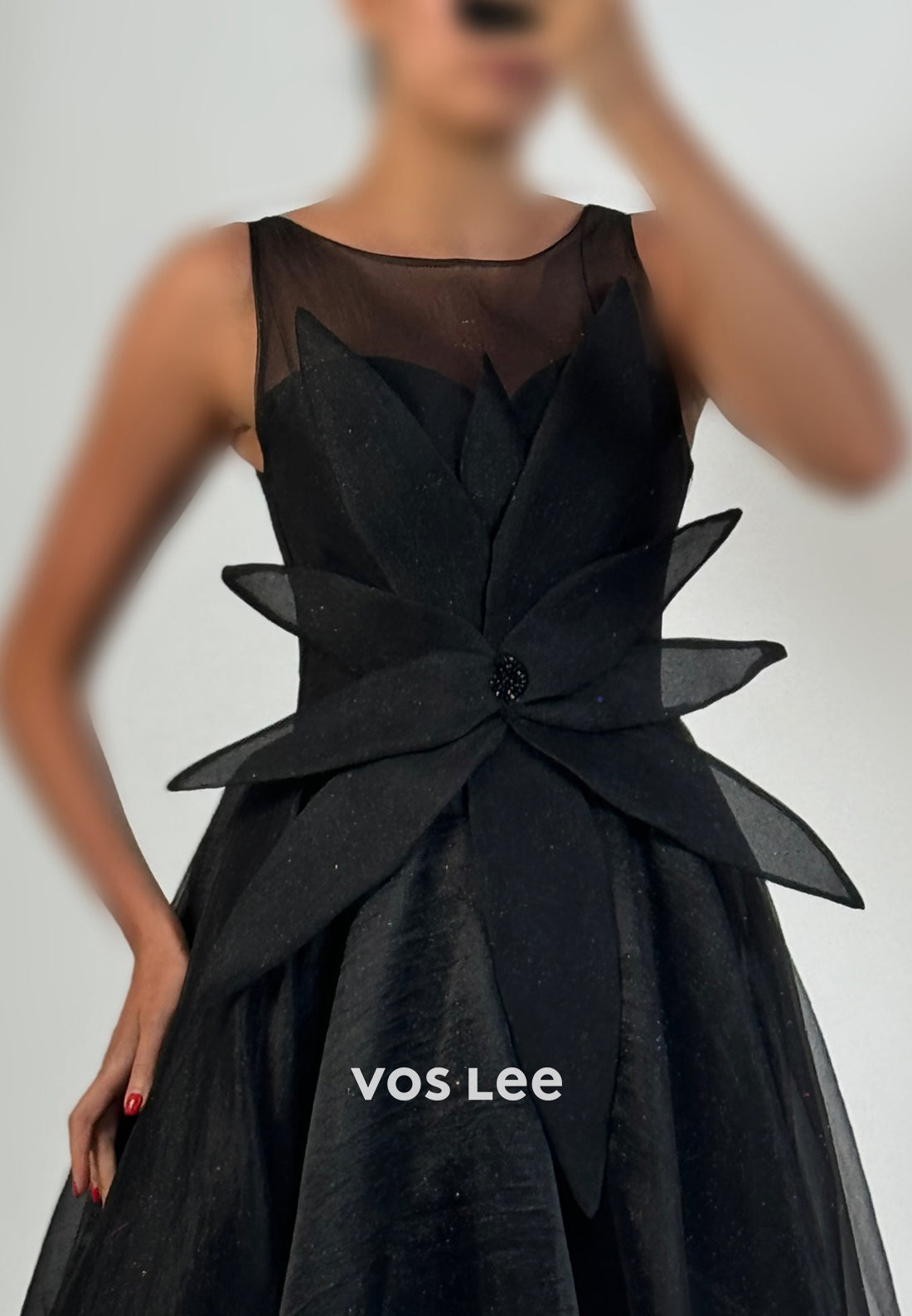 Classic & Timeless A-Line Illusion Neck Flowers Beading Long Prom Dresses with High Split