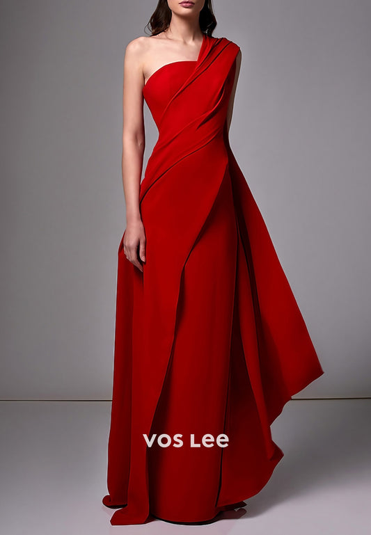 Gorgeous & Charming  One Shoulder Floor-Length Pleated Mermaid Evening Dresses