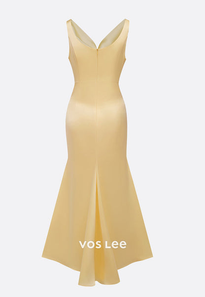 Couture & Ornate V Neck Floral Embellished Ankle-Length Sheath Wedding Guest Dresses