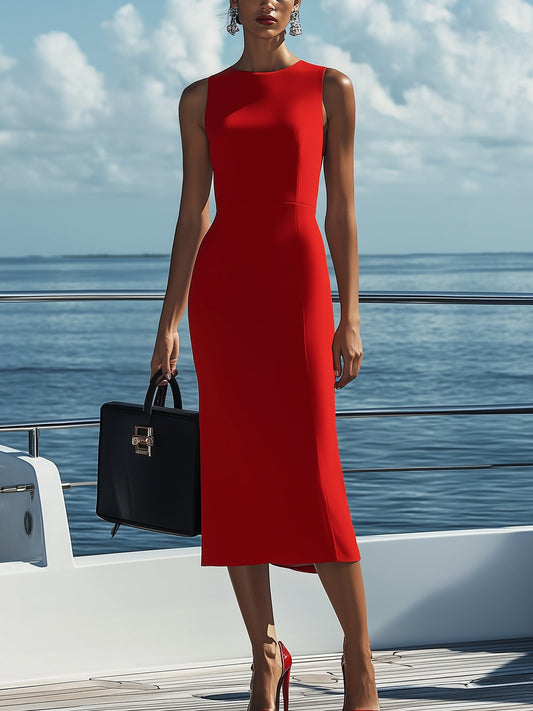 Stylish Elegant Sleeveless Red Dress