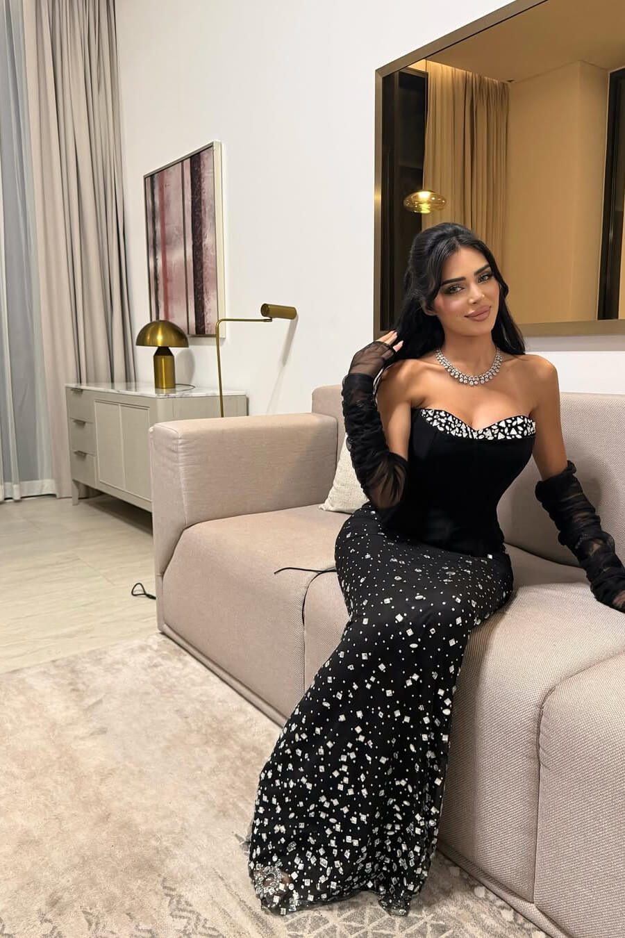 Black Sweetheart Mermaid Evening Dress Sleeveless With Crystals Lace-Up Back