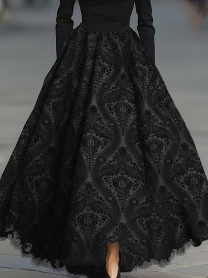 Elegant Velvet Jacquard Full-length Gown