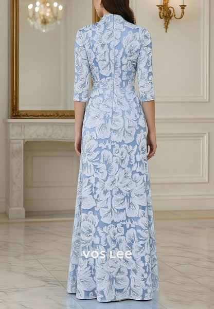Exquisite Fully Embroidery Long Sleeve High Neck A-Line Floor Length Evening Gown&nbsp;&nbsp;