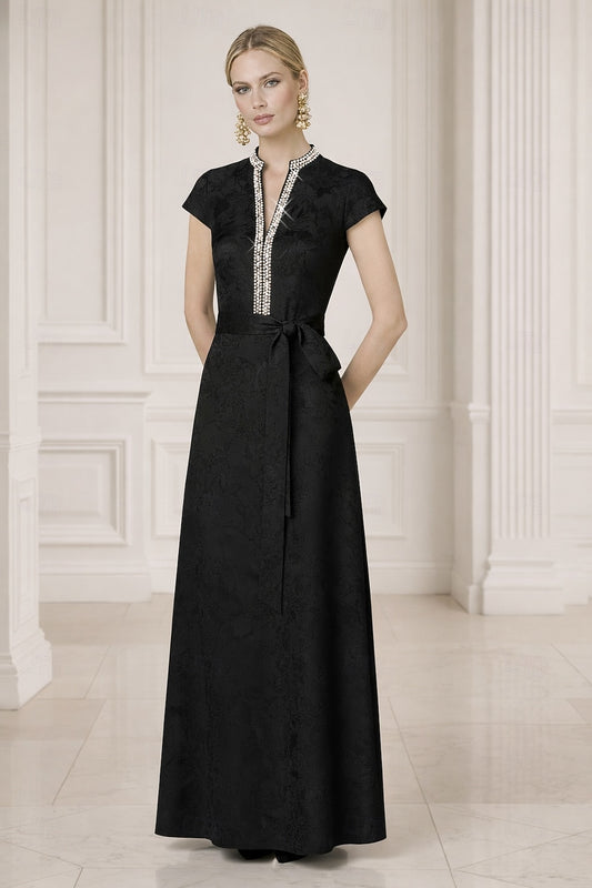 Light Blue Cap Sleeve Mother of the Bride Dress | Elegant A-Line Floor-Length Gown