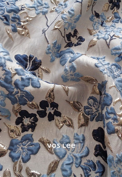 Elegant Vintage Off Shoulder Formal Dress with Floral Print