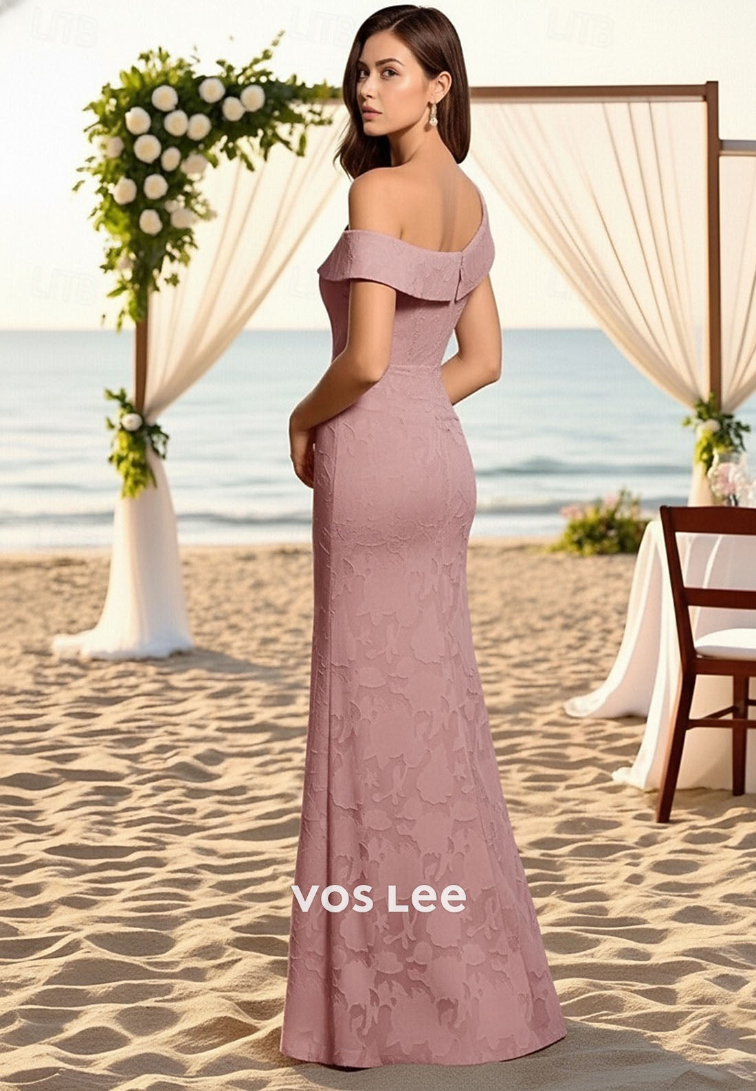 One Shoulder A-Line Floor Length Mother of the Bride Dress with Ruffles Side Drapi