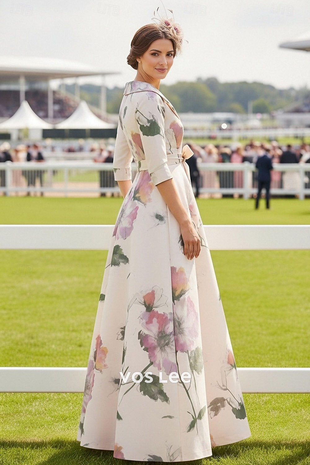 Watercolor Floral Maxi Dress with Belt | Kentucky Derby & Wedding Guest Formal Gown
