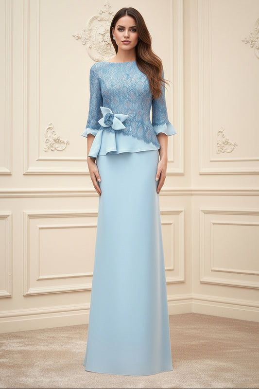 Long Sleeves Lace Bodice Mermaid Dress