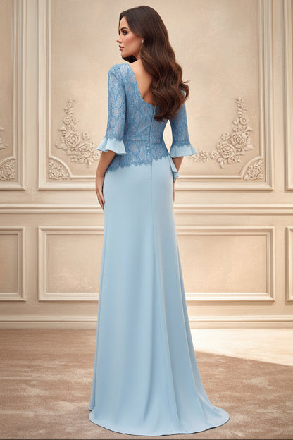 Long Sleeves Lace Bodice Mermaid Dress