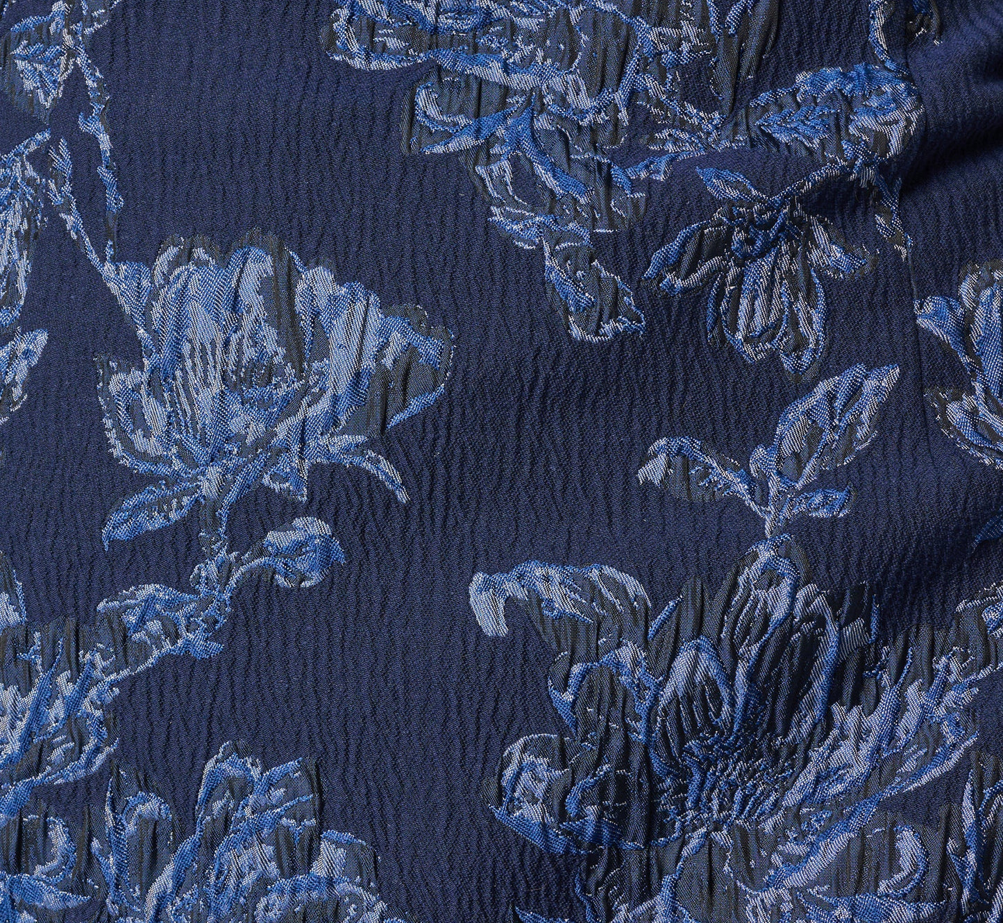 Floral Jacquard Bell Sleeve Sheath Dress In Navy Sateen
