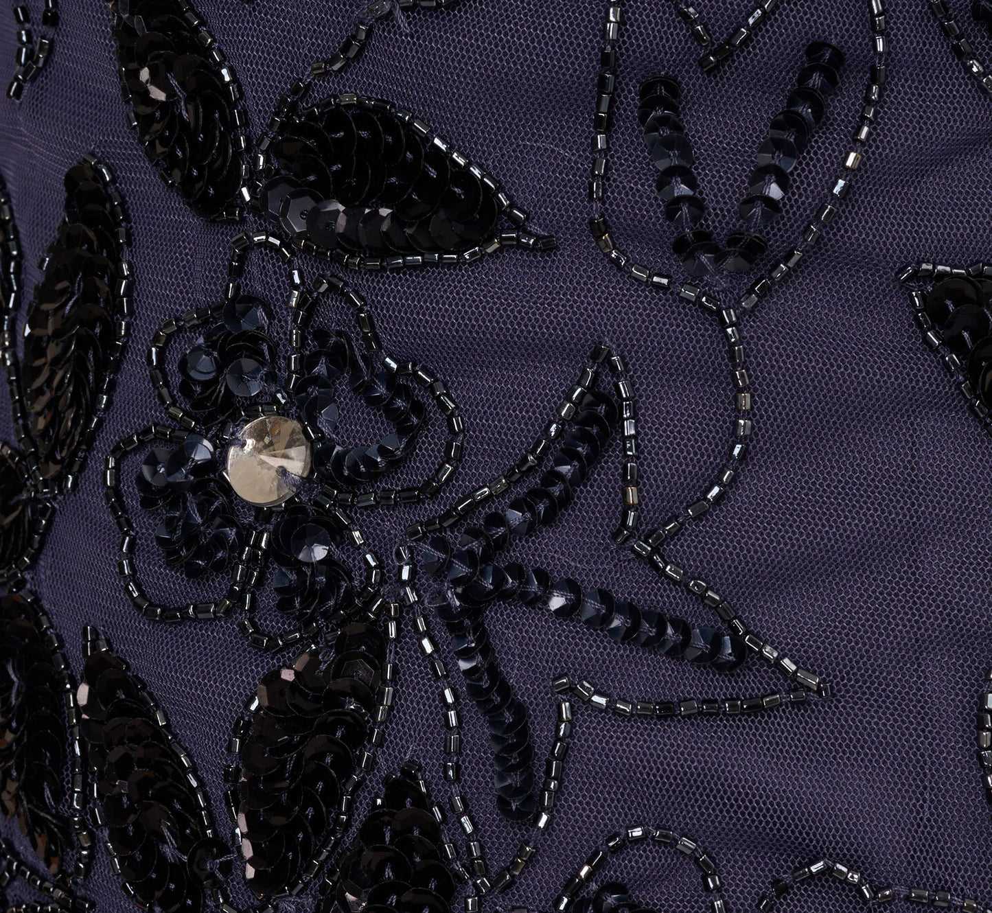 Hand Beaded Short Sleeve Floral Godet Gown
