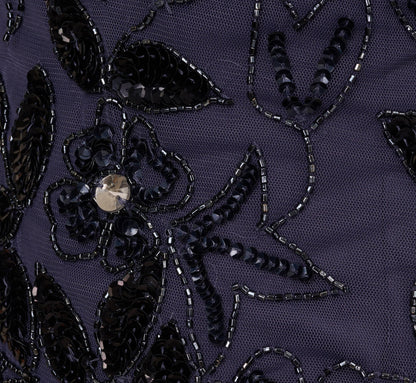 Hand Beaded Short Sleeve Floral Godet Gown