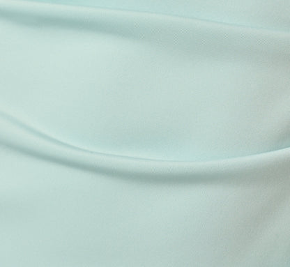 Off Shoulder Bell Sleeve Rosette Gown In Airy Aqua