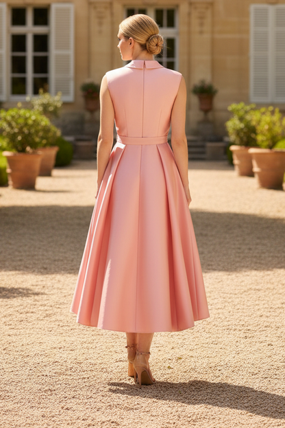 Sleeveless Mikado Suit Dress In Apricot Ice