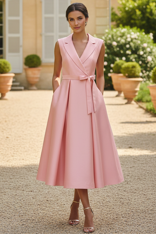 Sleeveless Mikado Suit Dress In Apricot Ice