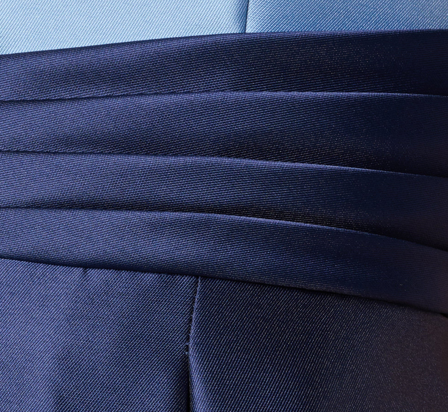 Sleeveless Color Block Tuxedo Ballgown In Icy Topaz Navy