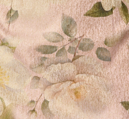 Beaded Square Neck Floral Jacquard Gown In Blush Multi