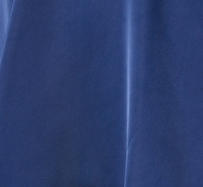 Long Sleeve Satin Tiered Gown In Navy Sateen