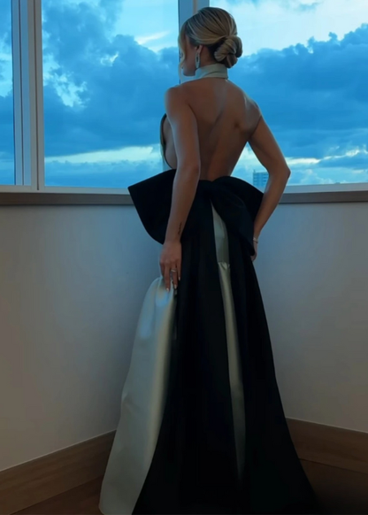 High Neck Backless Mermaid Gown | Sleeveless Formal Dress with Bow