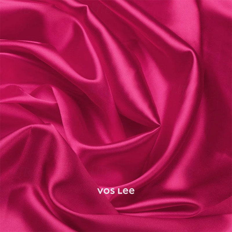 Fuchsia V-Neck Satin Mermaid Gown | 3D Floral Waist Cap Sleeve Evening Dress