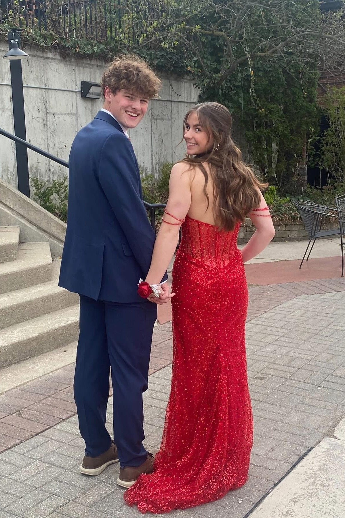 Beaded Straps Red Sequin Mermaid Long Dress