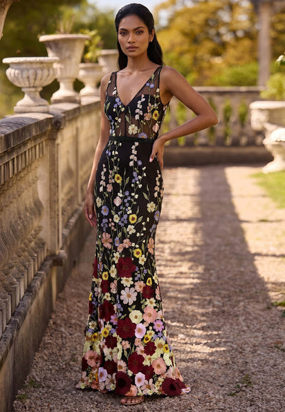 Black Spaghetti Straps V-Neck Lace Mother of the Bride Dress