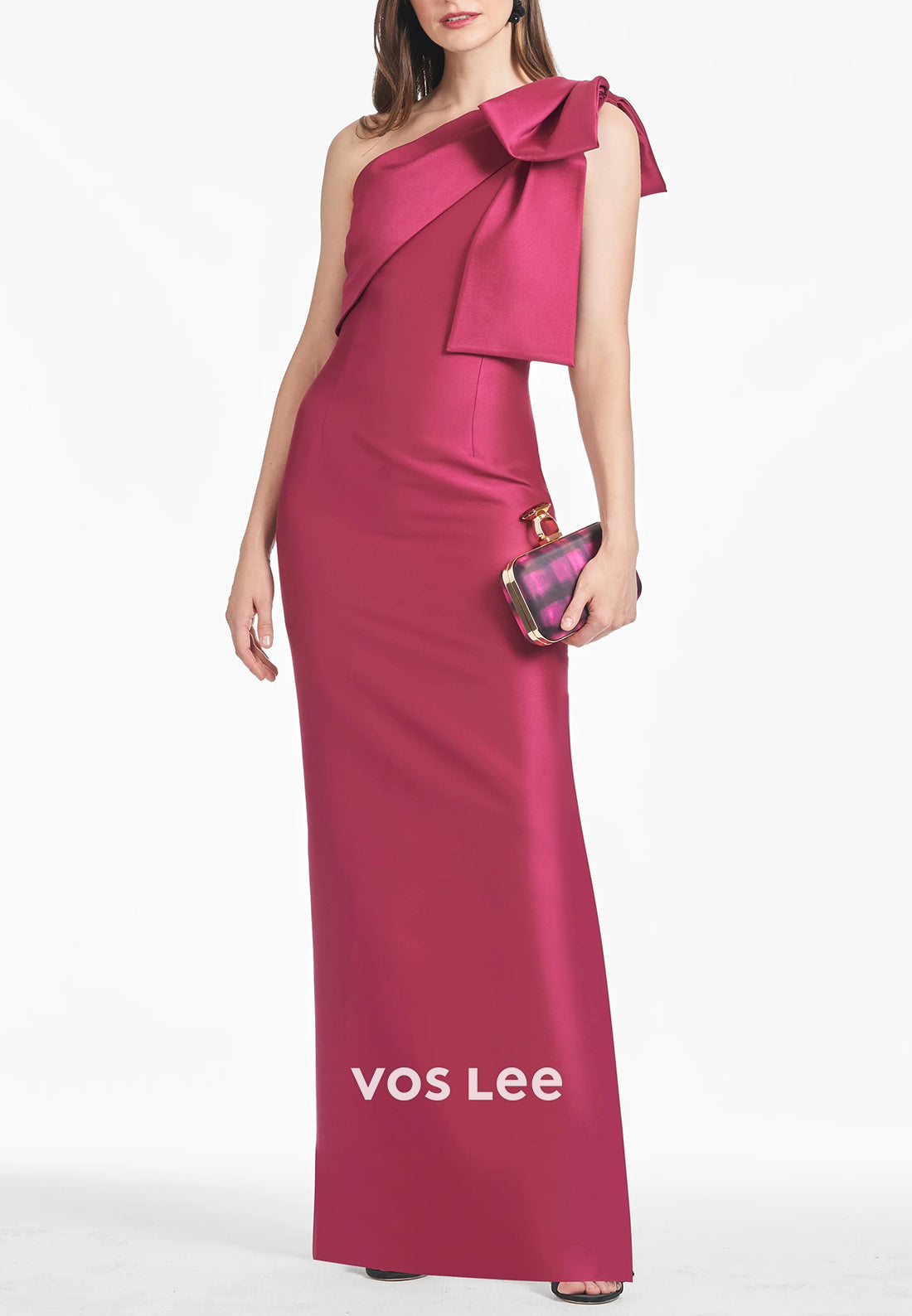 Simple & Casual One Shoulder Bowknot Pleated Floor-Length Mother of Bride Dresses