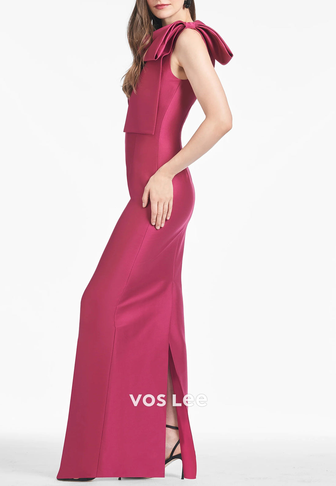 Simple & Casual One Shoulder Bowknot Pleated Floor-Length Mother of Bride Dresses