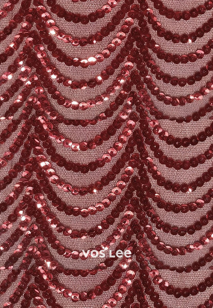 Glitter Sequins Elegant Off Shoulder Long Sleeve Sheath  Evening Gown