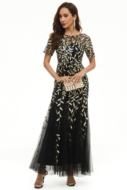 Sparkling Sequins Mother Dress with Short Sleeves