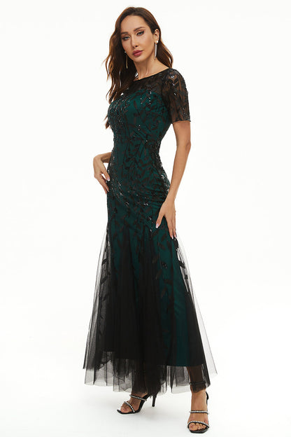 Sparkling Sequins Mother Dress with Short Sleeves