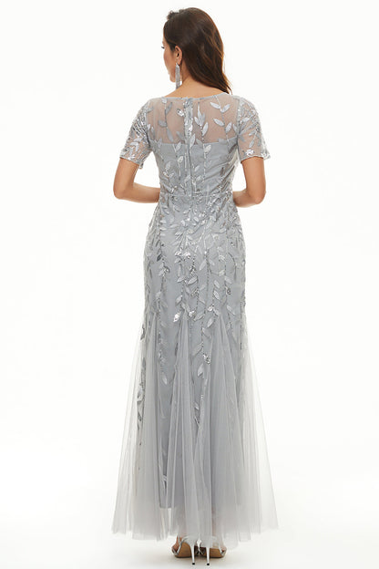 Sparkling Sequins Mother Dress with Short Sleeves