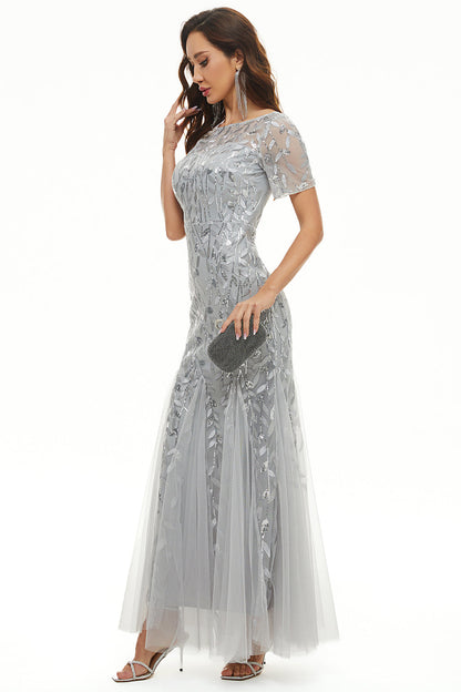 Sparkling Sequins Mother Dress with Short Sleeves
