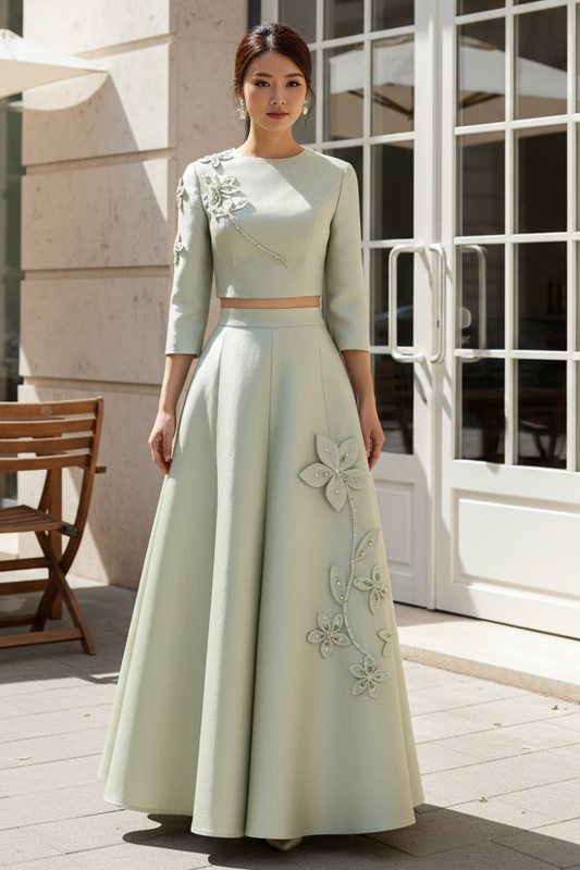 Satin Lace Appliques One Shoulder Wedding Guest Dress