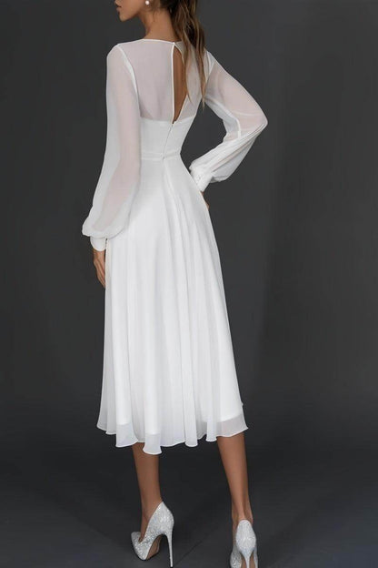 V-Neck Chiffon Dress for Civil Wedding & Bridal Shower