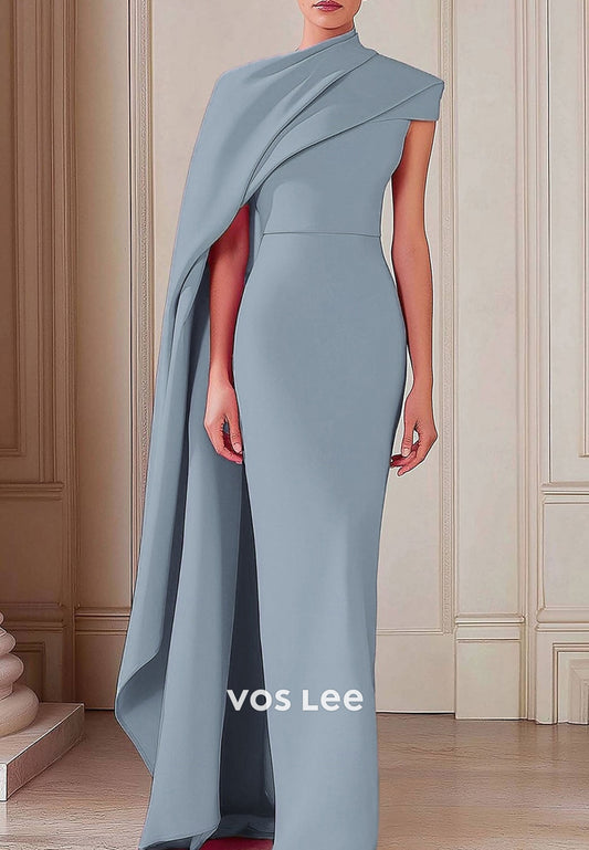 Asymmetrical Neck Sleeveless Floor-Length Ruched Mermaid Evening Dresses