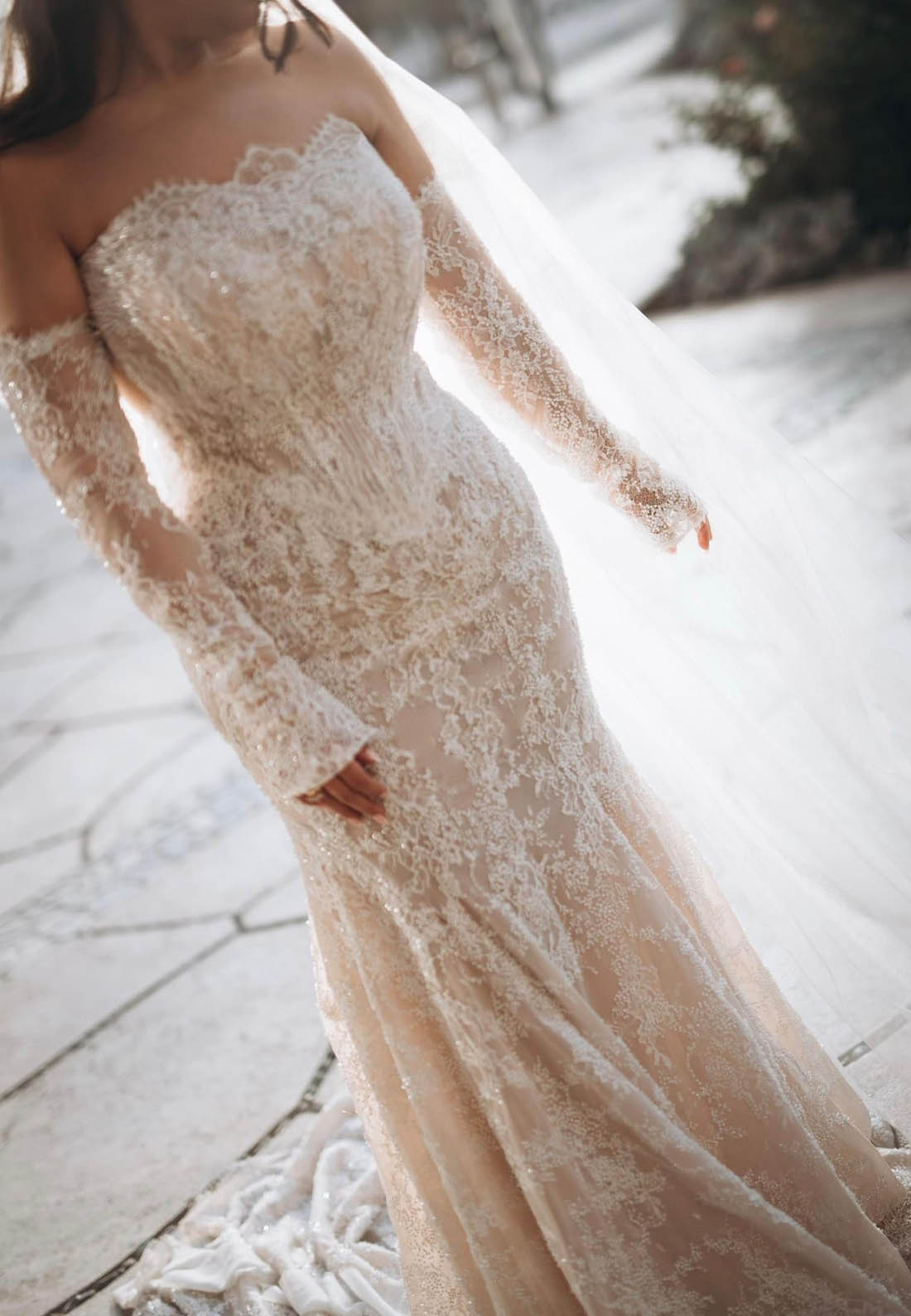 Charming A-Line Long Sleeves Lace Wedding Dress